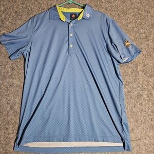Donald Ross Sport Shirt Men's M Blue Dotted Polo Golf Performance Stretch Active
